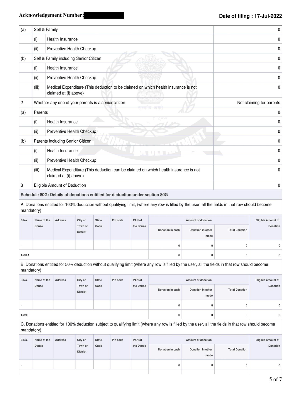 Sample Complete ITR Form Page 5