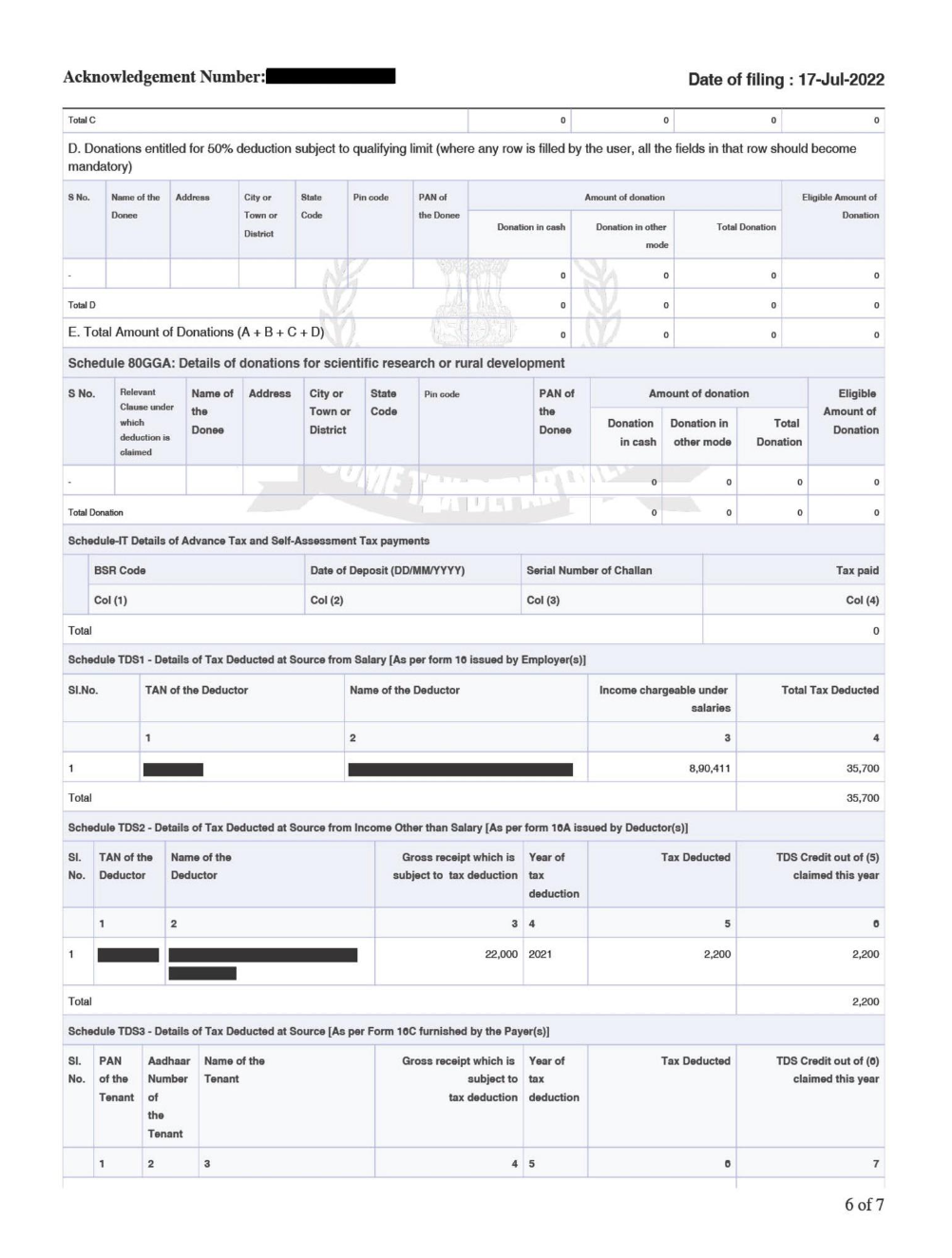 Sample Complete ITR Form Page 6